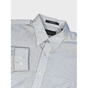 Allen Edmonds Wrinkle Free Blue/Beige‎ Check Long Sleeve Button Up Shirt Men L